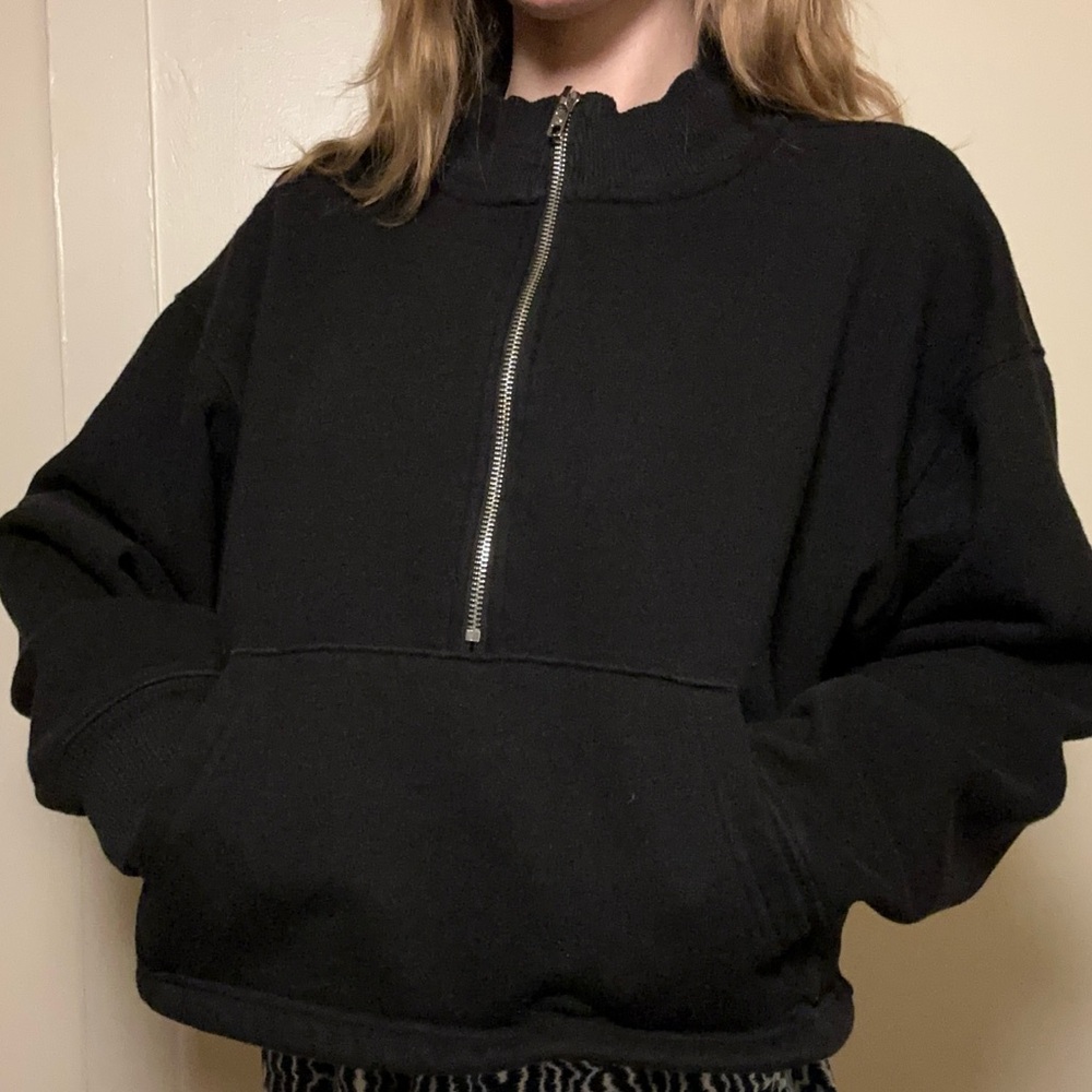 Black Half-Zip Women's Top